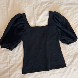 Black puff sleeve top